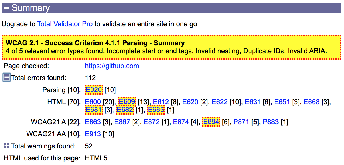 Filtered Total Validator results